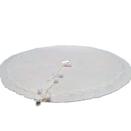 Covor pentru brad de Craciun, rustic, alb, 120cm
