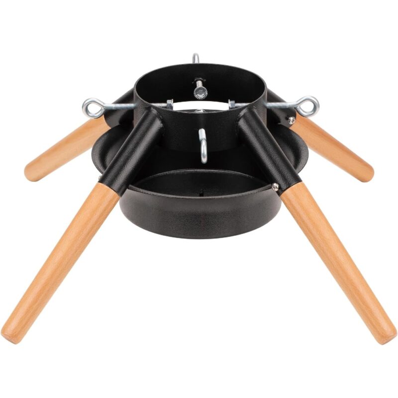 Suport pentru Bradul de Craciun, Tree Nest, cu rezervor pentru apa 2.2L, picioare din lemn natural, 46.5 x 22.5 cm, Negru