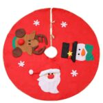 Covoras pentru brad, cu motive de Craciun pentru decorare, 100cm, rosu