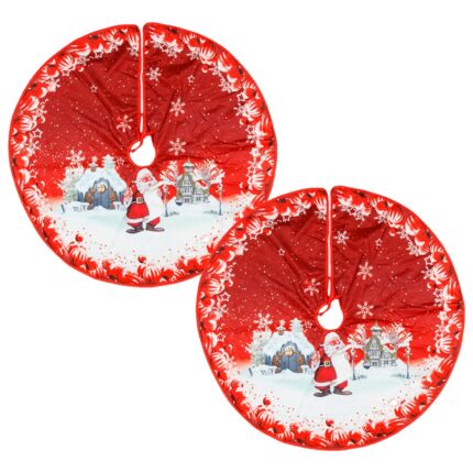 Set 2 covorase brad de Craciun, Mmgoqqt, Poliester, 84 cm, Multicolor