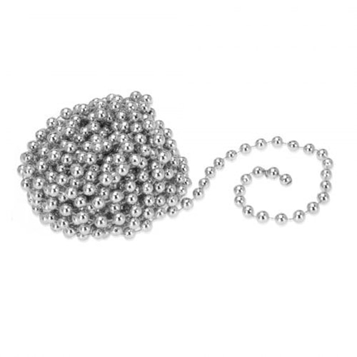 Sirag margele decorative eNoelle, argintiu, 2.5 m x 4 mm