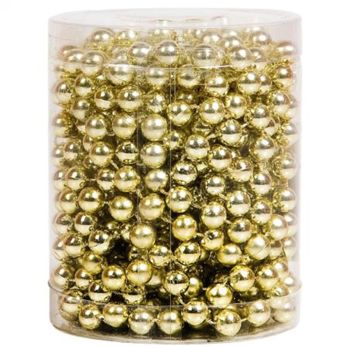 Sirag margele decorative eNoelle, auriu, 2.5 m x 4 mm