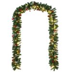 Ghirlanda Artificiala de Craciun 10 m, 160 de lumini LED, cu crengute de Brad Verde, Casaria