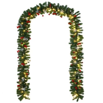 Ghirlanda Artificiala de Craciun 10 m, 160 de lumini LED, cu crengute de Brad Verde, Casaria