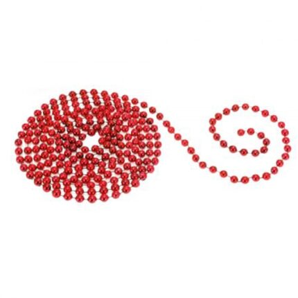 Sirag margele decorative eNoelle, rosu, 5m x 7.5 mm