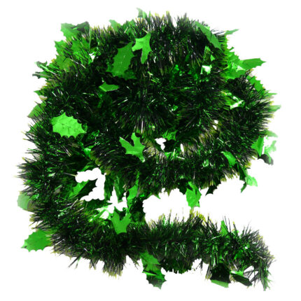 Beteala decorativa eNoelle, AG2017-20, cu frunzulite stralucitoare, 9cm x 2m, Verde