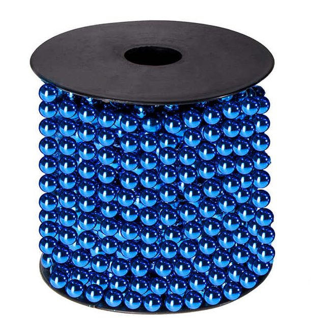 Sirag margele decorative de Craciun, pentru brad, 8mm x 10m, albastru