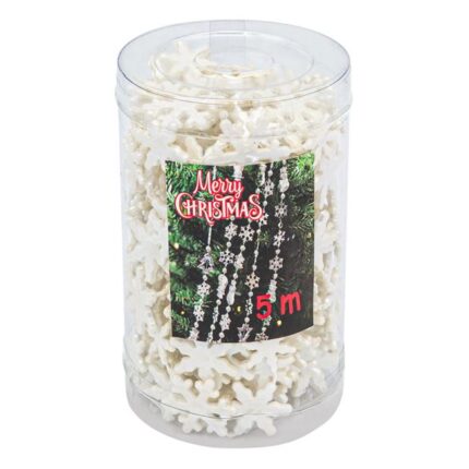 Ghirlanda Decorativa de Craciun Shopiens®, model Fulgi Albi Irizati, 5 m