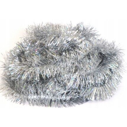 Set 5 lanturi decorative argintii pentru brad, Luka, 180cm, argintiu