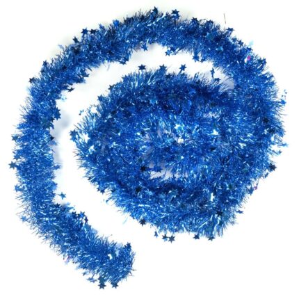 Beteala decorativa Holly cu stelute 6cm x 2m albastru
