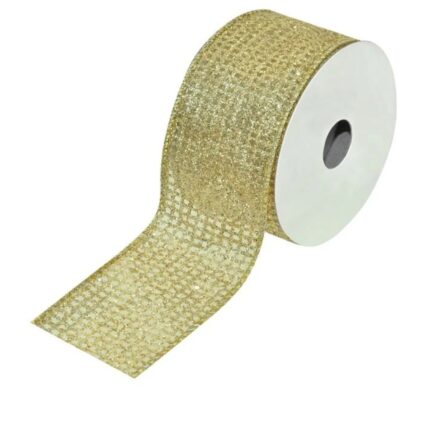Panglica decorativa pentru bradul de Craciun, sau ambalarea cadourilor, auriu, 5 m x 38 mm