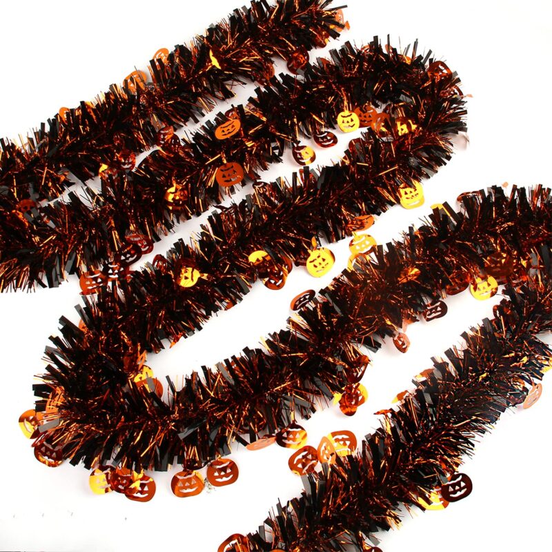 Set 2 ghirlande de beteala de Halloween, Kaxyrooz, 2 m, Negru/Maro