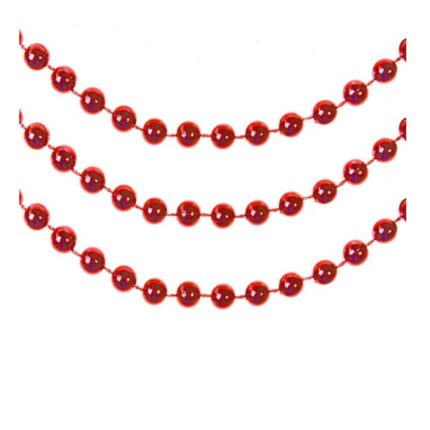 Sirag de margele decorative pentru bradul de Craciun, rosu, 8 m x8 mm