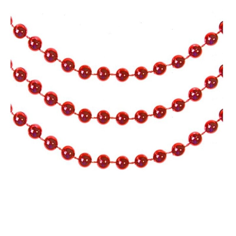 Sirag de margele decorative pentru bradul de Craciun, rosu, 8 m x8 mm
