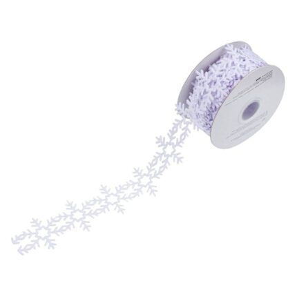 Panglica Decorativa pentru Craciun Shopiens®, model Fulg Alba, 5 m x 38 mm