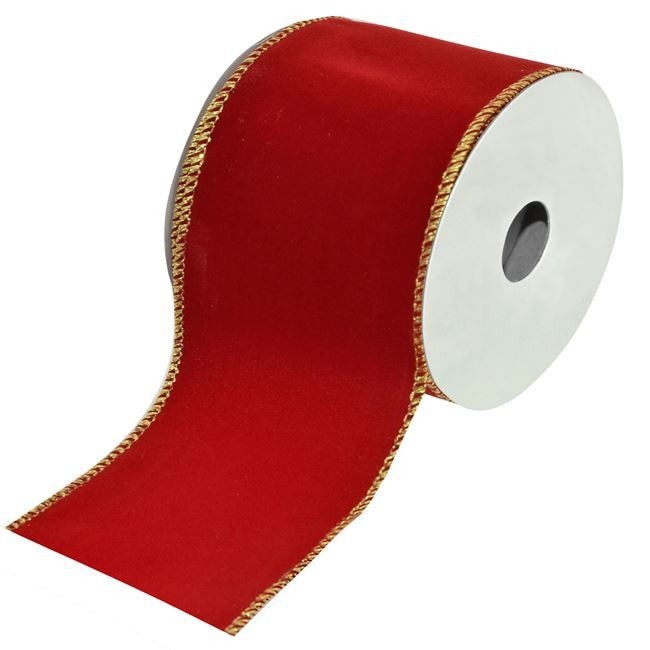 Panglica pentru bradul de Craciun, Zola, Rosie cu auriu, 5 m