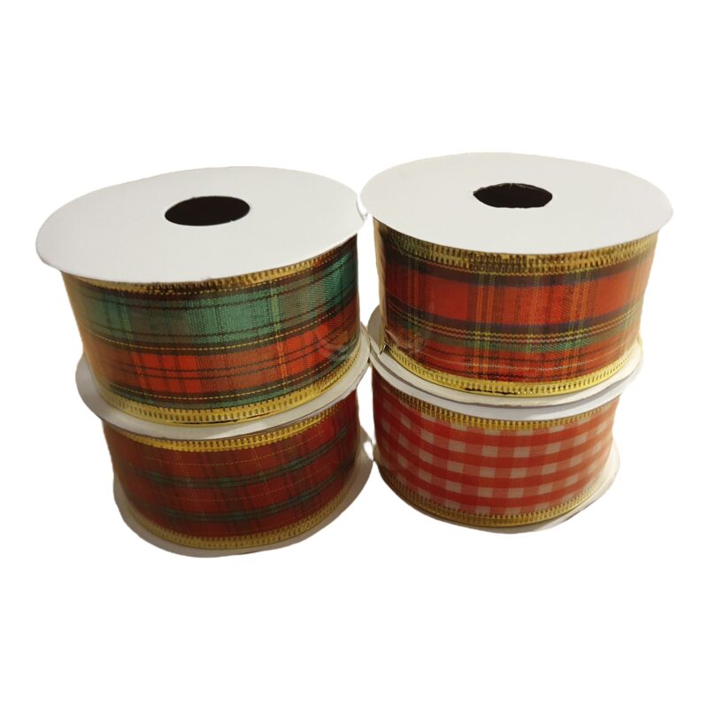 Set 4 Panglici Decorative pentru Craciun, Latime 4.0 cm, Lungime 2.5 m, Model Traditionale