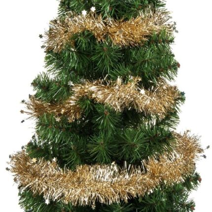Beteala de Craciun Bej, cu Stele, Tinsel, 3m x 10cm