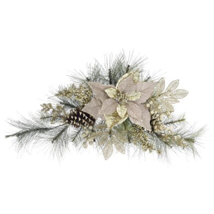 Ghirlanda Gold Poisetia decorativa de Craciun, 62 cm