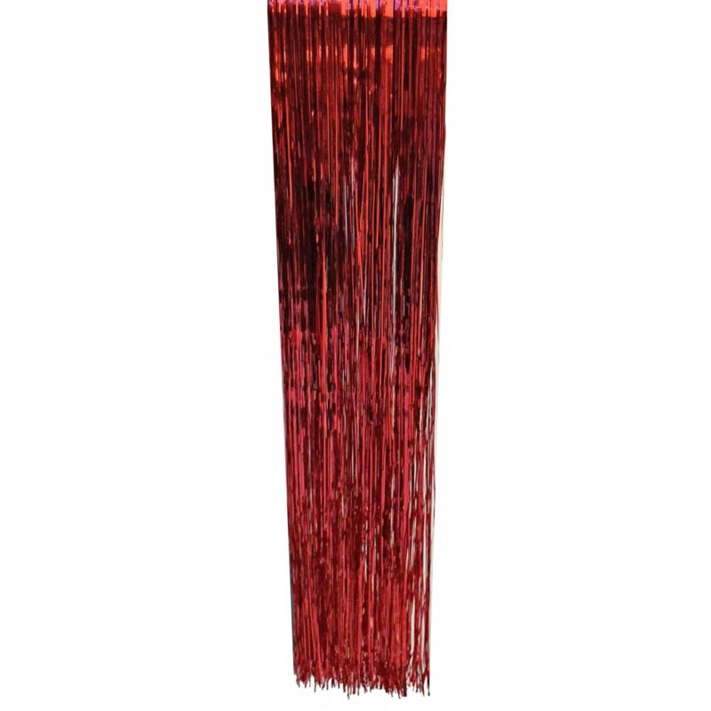 Set 6 folii beteala franjuri pentru brad Craciun, 14x76 cm, vinil, rosu