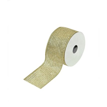 Panglica decorativa pentru bradul de Craciun, aurie, 5m x 38mm