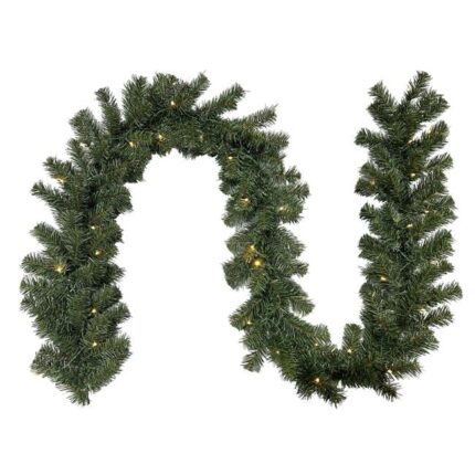 Ghirlanda Decorativa de Craciun Verde Ninsa cu 180 de Ramuri si Luminite LED, Alb Cald, 2.7m x 17cm