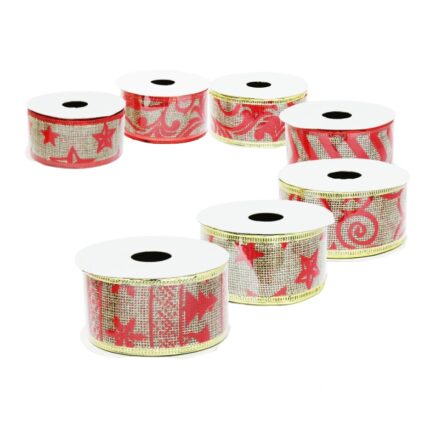 Set 7 Panglici Decorative Craciun, Latime 3.8 cm, Lungime 2.5 m, Diferite Modele
