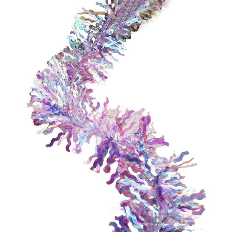 Set 10 ghirlande tinsel Cozevdnt, PET, roz/alb/mov, 3.5"