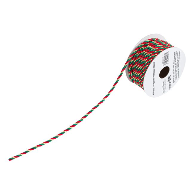 Panglica Decorativa pentru Craciun Shopiens®, model Siret Rosu Verde Auriu, 4 m