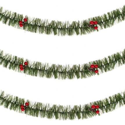 Beteala Craciun Tinsel, Verde, Lungime 3m, Latime 7cm, Cu Pomusoare