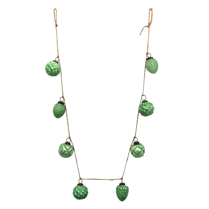 Set 2 ghirlande globuri sticla verde 135x5x8 cm
