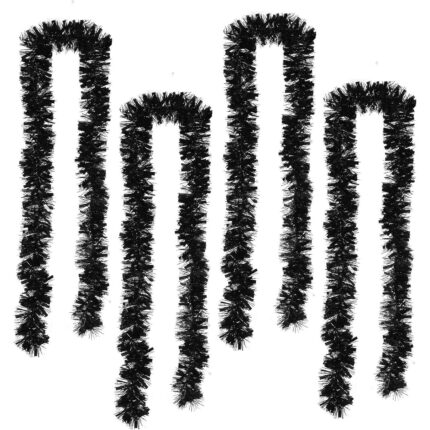 Set 4 ghirlande de Craciun, 2m x 9cm, aluminiu, negru