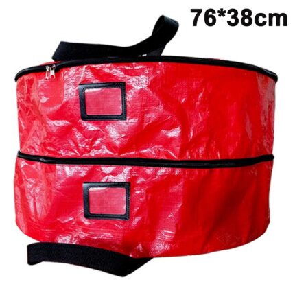 Geanta de depozitare pentru beteala si ghirlande Craciun, piele ecologica, rosu, 76x38 cm