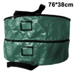 Geanta de depozitare pentru ghirlande Craciun, piele ecologica, verde, 76x38 cm