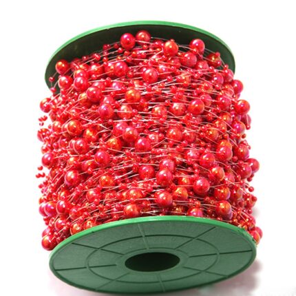 Ghirlanda cu margele de Craciun, Mmgoqqt, PVC, 60 m, Rosu