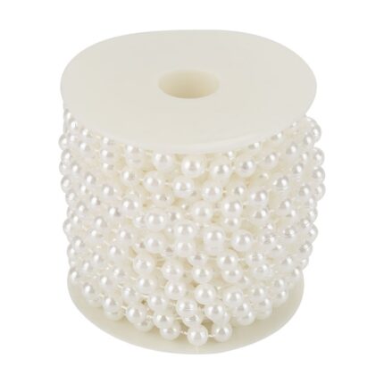 Ghirlanda cu margele de Craciun, Mmgoqqt, PVC, 25 m, Alb