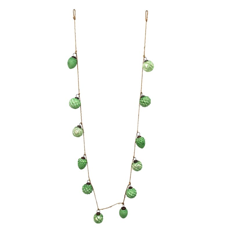 Set 2 ghirlande globuri sticla verde 190x5x8 cm