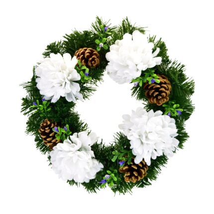 Coronita de toamna cu crizanteme albe Ø30 cm