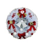 Coronita de Craciun din brad artificial, Alb, 45 cm cu decoratiune clopotei albi