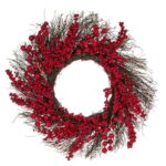 Coroana de Craciun, 55 cm, fructe de padure rosii, rosu