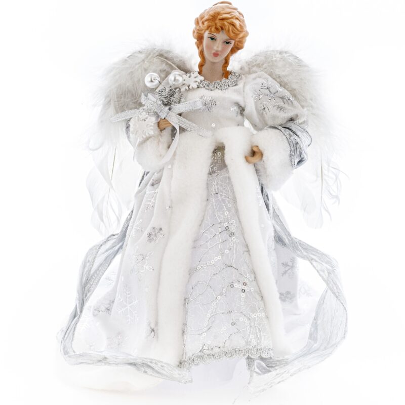 Varf de brad Kring, inger, 30 cm, Argintiu