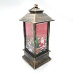 Felinar Craciun 13 cm cu lumina LED calda sclipitoare, culoare bronz maro