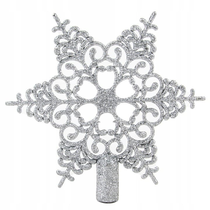 Varf decorativ de Brad, model Fulg de Zapada, 20 cm, argintiu