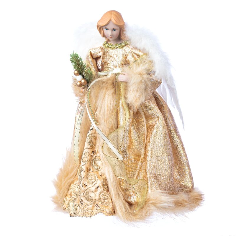 Varf de brad, Ingeras din ceramica, Auriu, 30cm