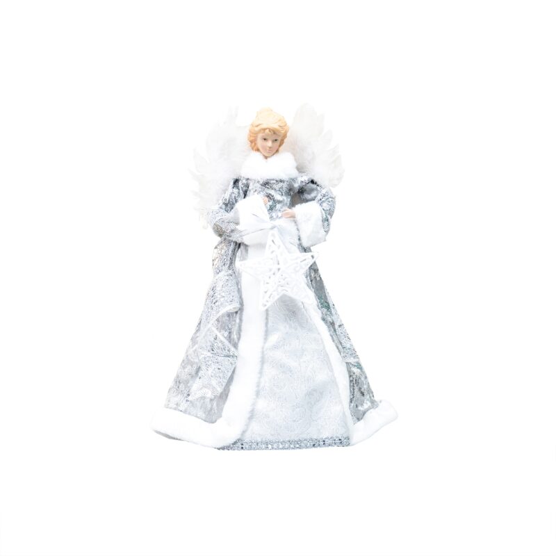 Varf de brad, model inger, H 40 cm, culoare argintiu, B.S.P. / SL331