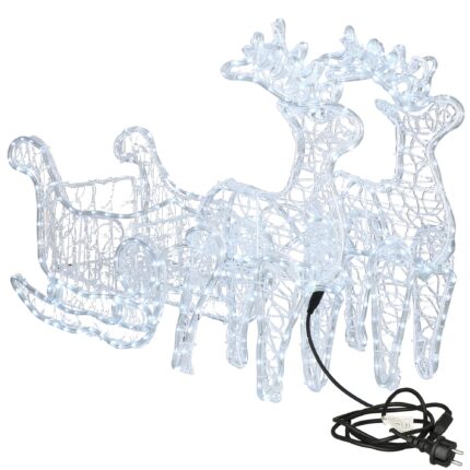 Decoratiune de Craciun cu reni si sanie 150 cm, 480 LED, Alb