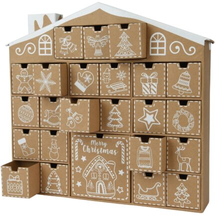 Calendar advent Merry Christmas Papergoods, 38x6.5xH36 cm, carton