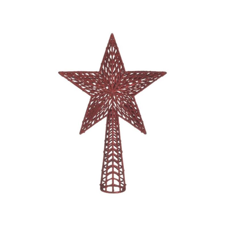 Varf pentru brad de craciun in forma de stea, 27cm, Rosu Bordeaux