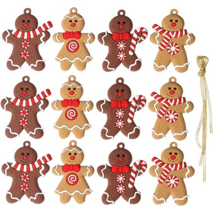 Set de 12 decoratiuni pentru pom de Craciun, 5 x 7 cm, Multicolor