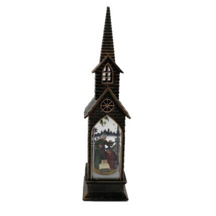 Decoratiune Luminoasa de Craciun, Bisericuta cu motiv religios reprezentand Nasterea Domnului, 21cm, Vision®